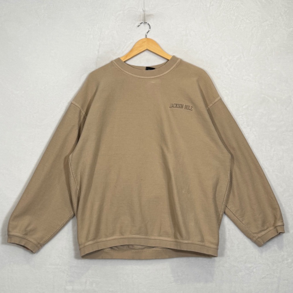 Outfitter Trading Co Tan Jackson Hole Ribbed Sweatshirt Large
